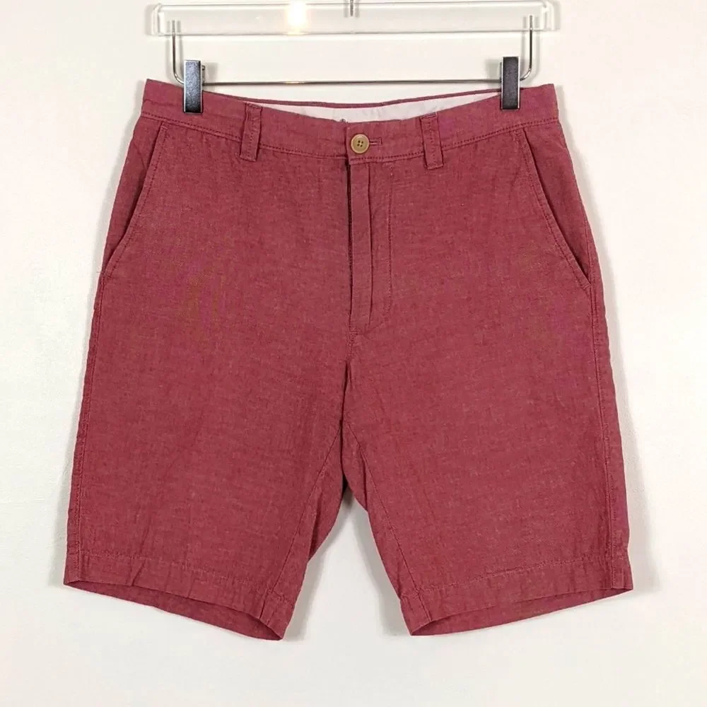 J. Crew Men's Red Chambray Cotton Shorts Waist 30